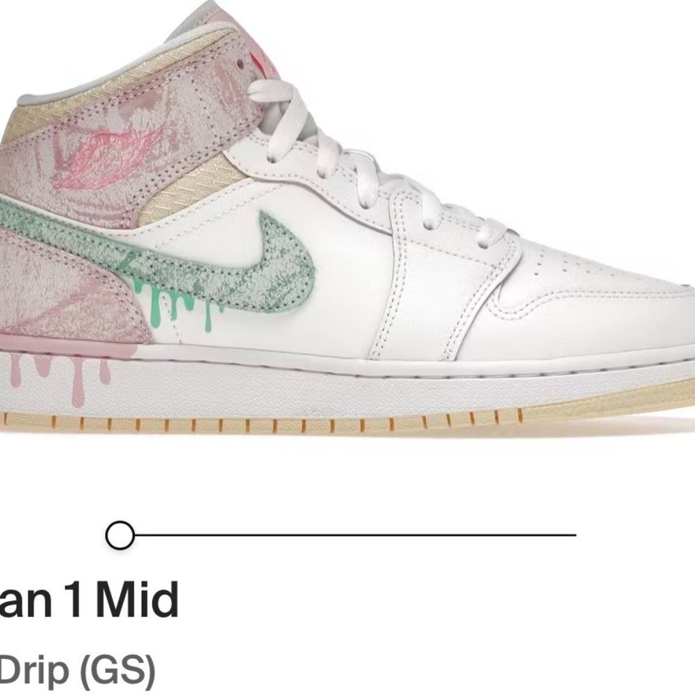 Nike Air Jordan 1 Mid White with Pink and Mint Drip Swoosh